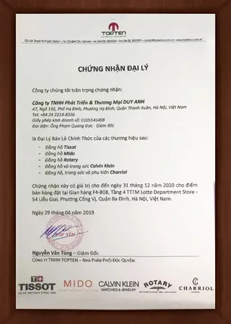 Chứng nhận chính hãng