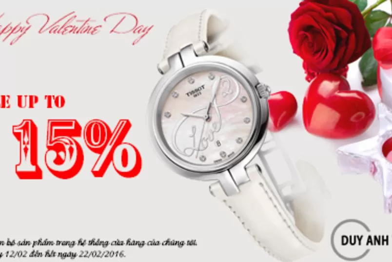 Đồng Hồ Duy Anh giảm giá lên tới 15% nhân dịp Valentine 2016