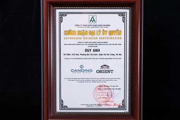 Chứng nhận Duy Anh Watch là Đại lý ủy quyền chính thức thương hiệu CANDINO, ORIENT tại Việt Nam