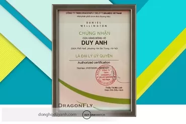 Chứng nhận Duy Anh Watch là Đại lý ủy quyền chính thức thương hiệu Daniel Wellington tại Việt Nam