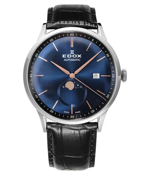 Đồng hồ nam Edox Les Vauberts Moonphase 80500.3.BUIR