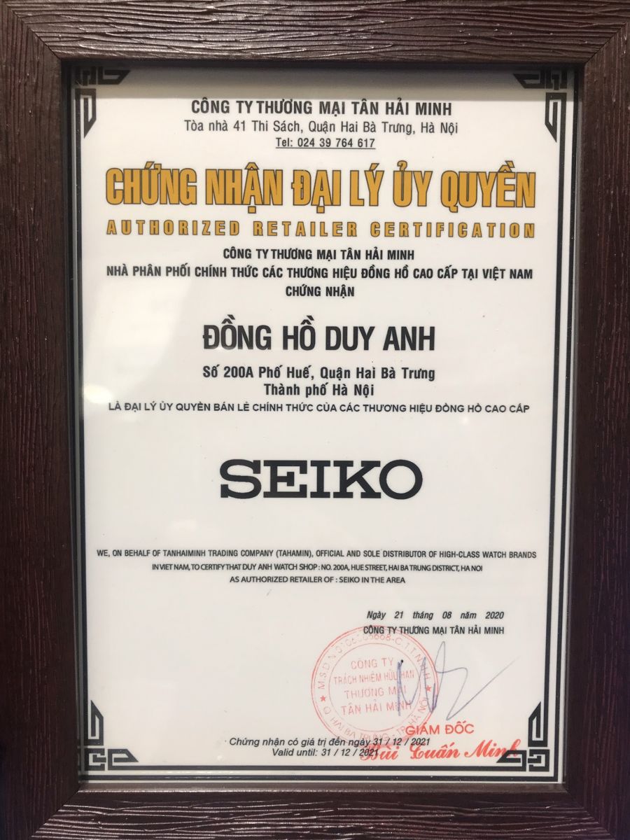 giấy chứng nhận đại lý uỷ quyền Seiko
