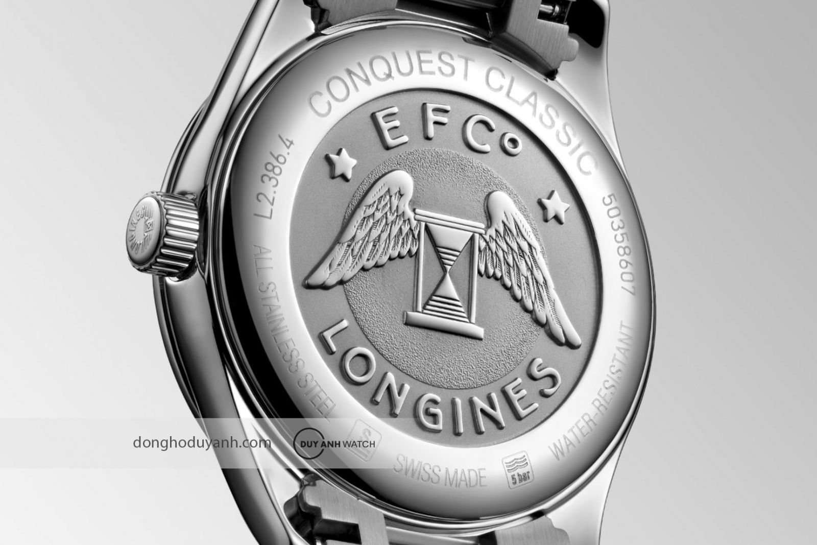 Mặt đ&aacute;y của Longines Conquest Classic L2.386.4.72.6