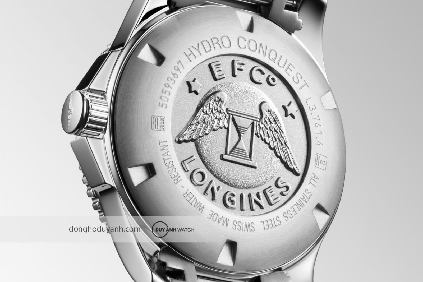 Mặt đáy của Longines HydroConquest L3.741.4.96.6