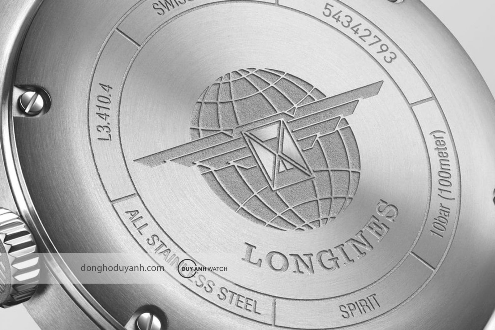 Mặt đáy của đồng hồ Longines Spirit L3.410.4.93.0