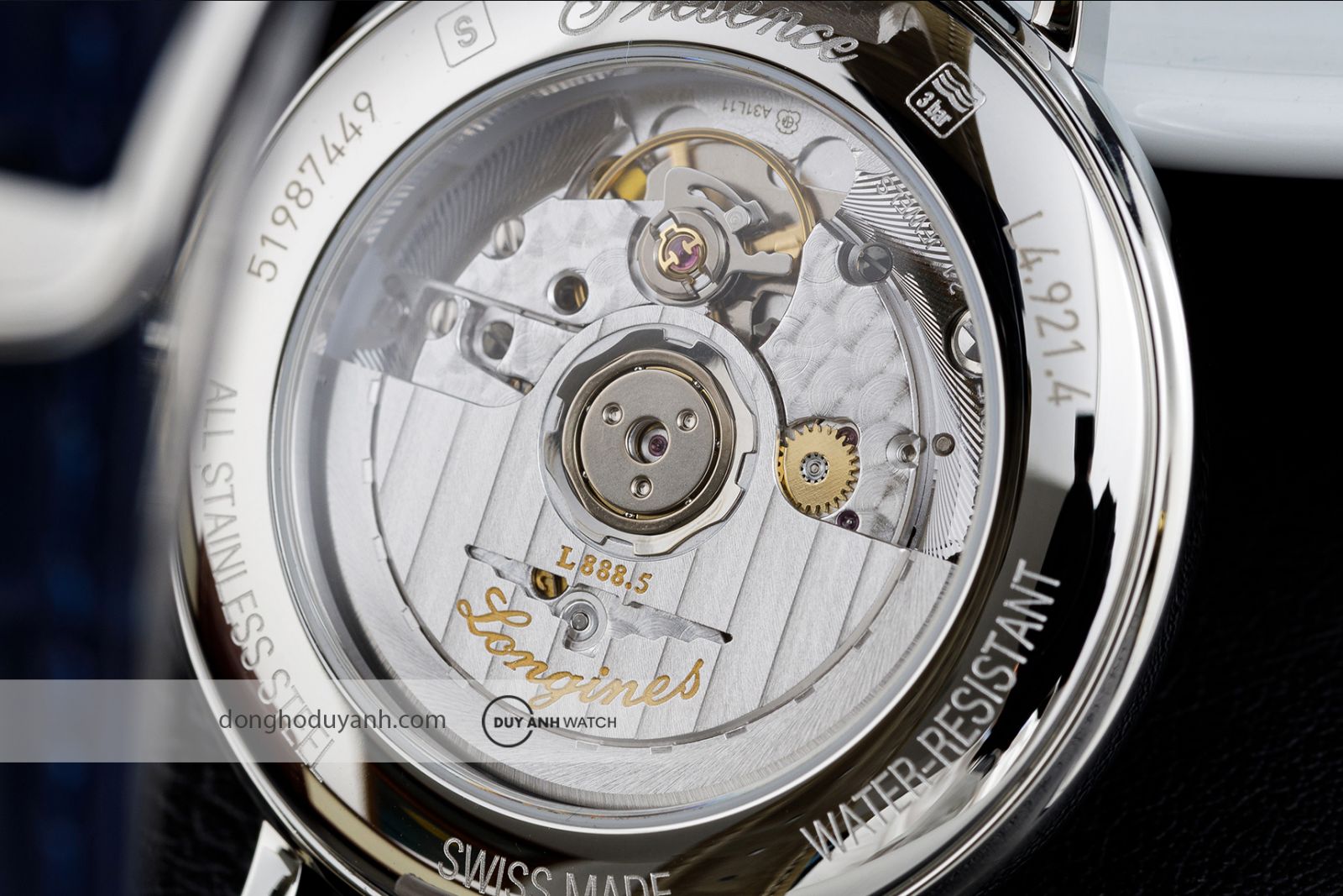 Mặt đáy Longines Prescene Automatic Indexes L4.921.4.92.2