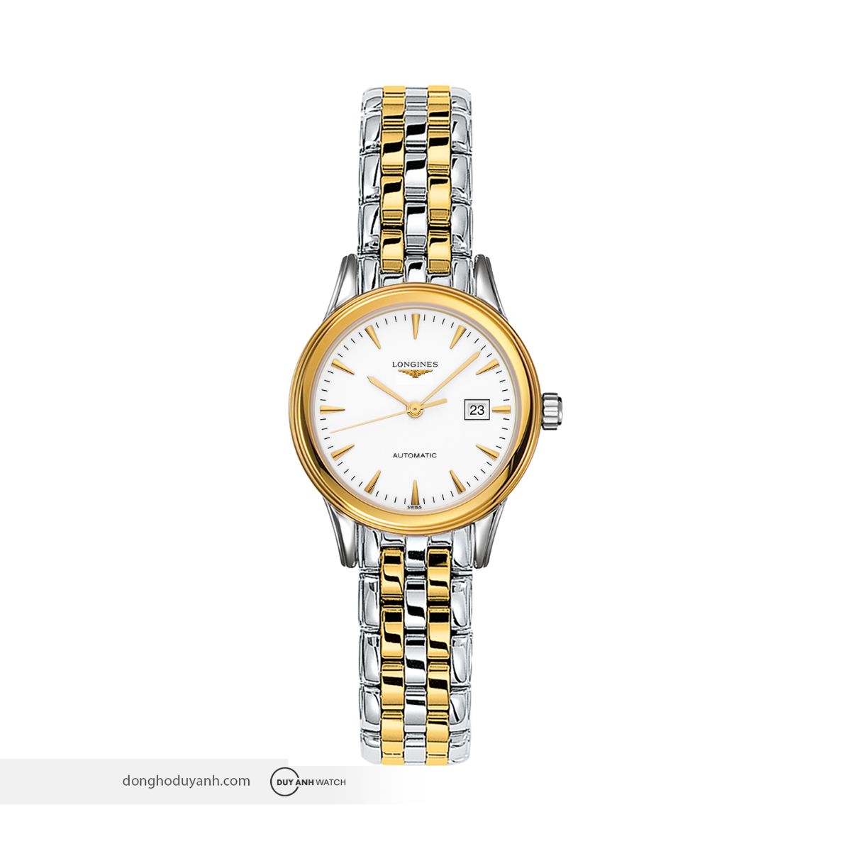 Longines Flagship L4.374.3.22.7 chính hãng nữ demi vàng thanh lịch automatic