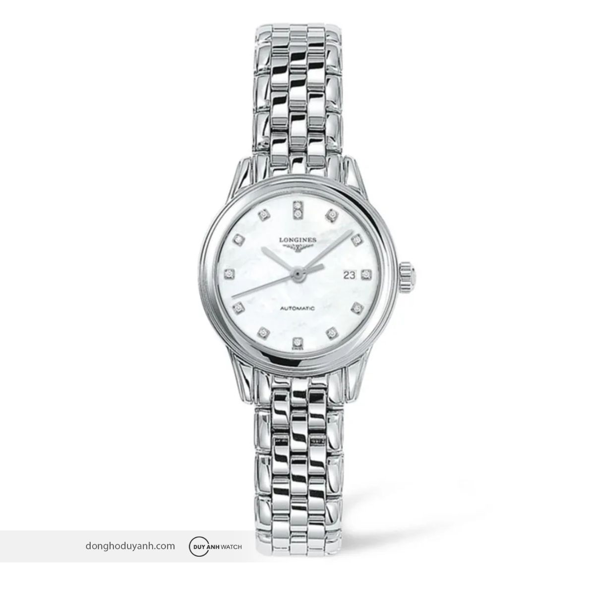 Longines Flagship L4.374.4.87.6 chính hãng nữ xà cừ kim cương thanh lịch