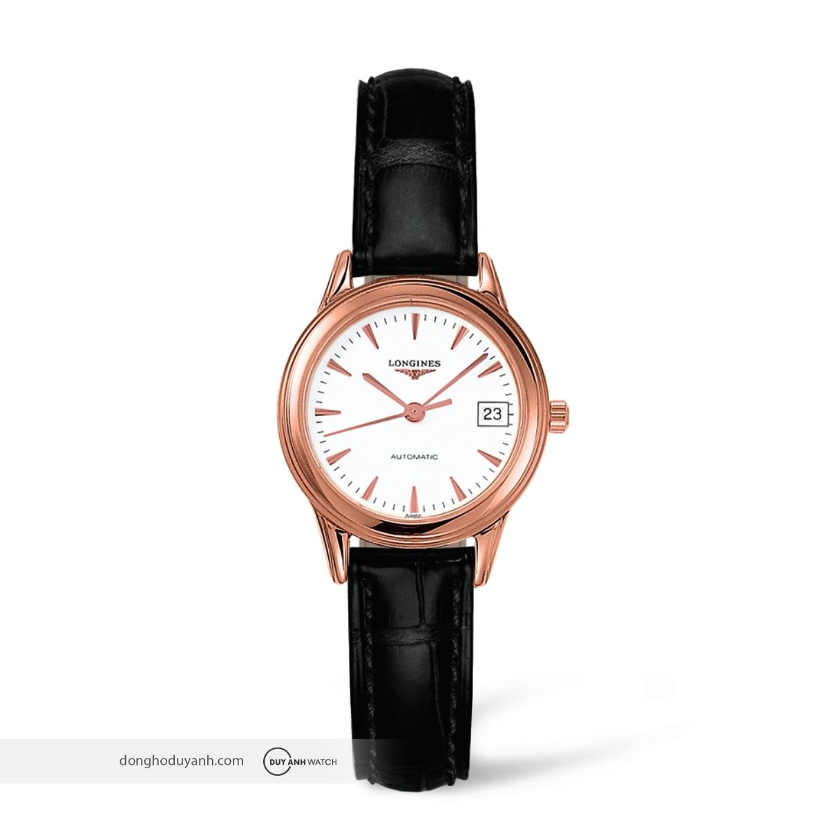 Longines Flagship L4.274.8.22.2 chính hãng nữ vàng khối 18K dây da thanh lịch
