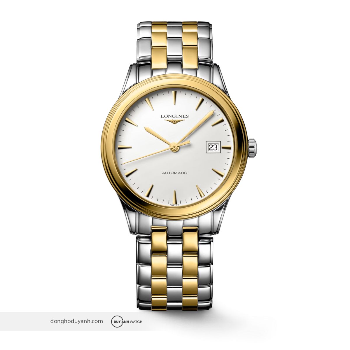 Longines Flagship L4.974.3.22.7 chính hãng demi vàng máy automatic 72 giờ