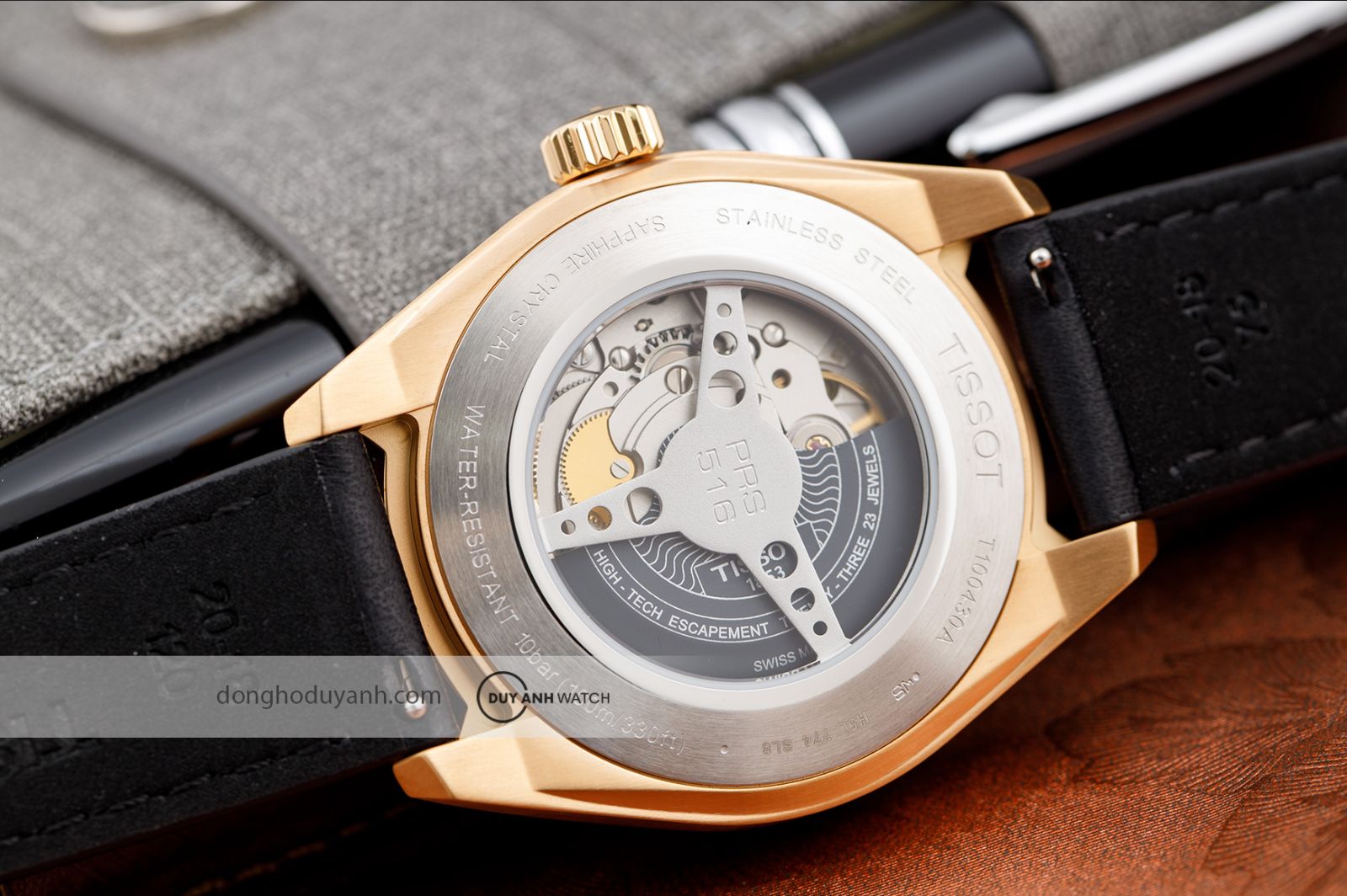 Mặt đáy Tissot PRS 516 Powermatic 80 T100.430.36.051.01