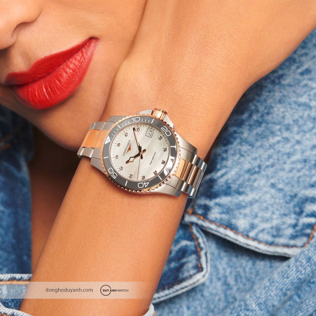 Longines HydroConquest L3.370.3.89.6 là sự kết hợp hoàn hảo giữa vẻ đẹp nữ tính và hiệu năng thể thao.