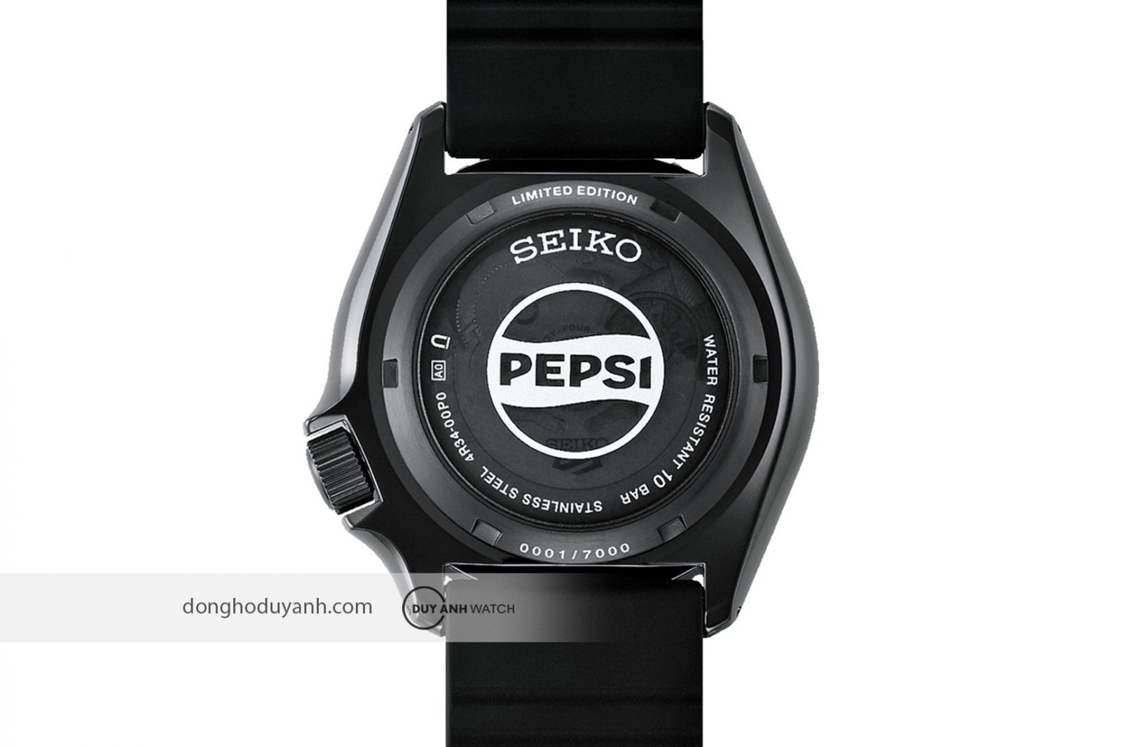 Mặt đáy của Seiko 5 Sports x Pepsi Limited Edition SSK047K1