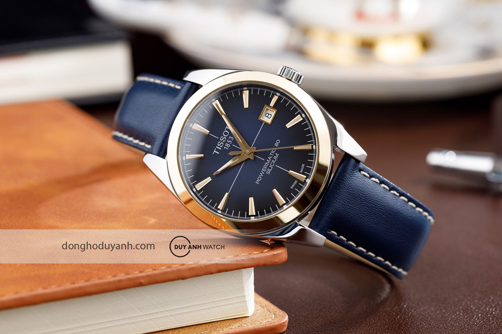 Tissot Gentleman Powermatic 80 Silicium Solid 18k Gold Bezel T927.407.46.041.01