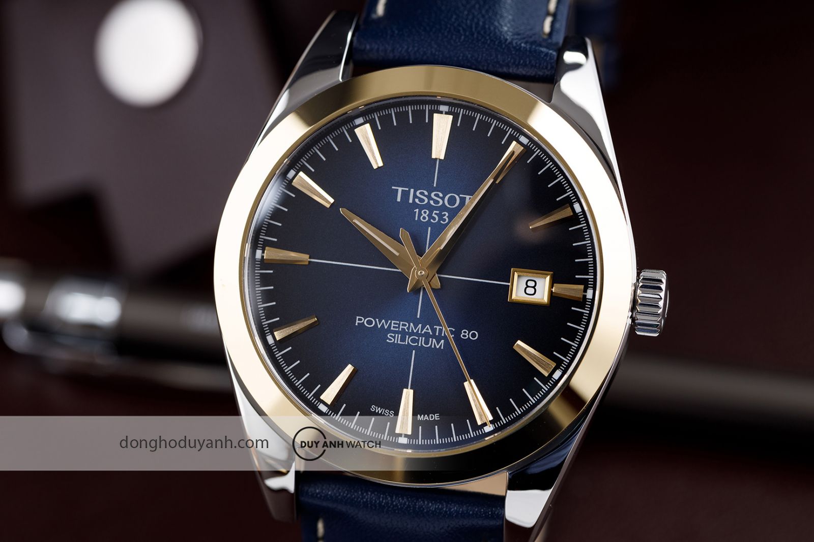 Tissot Gentleman Powermatic 80 Silicium Solid 18k Gold Bezel T927.407.46.041.01