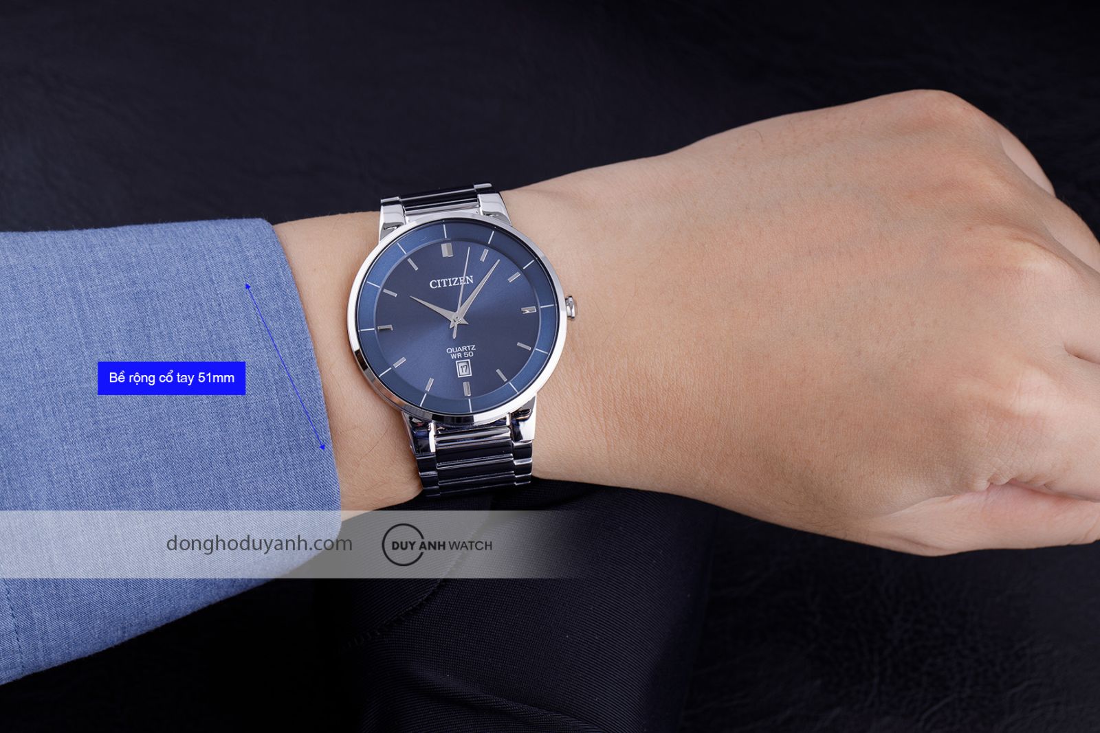 Đồng hồ nam Citizen BI5120-51L trên tay