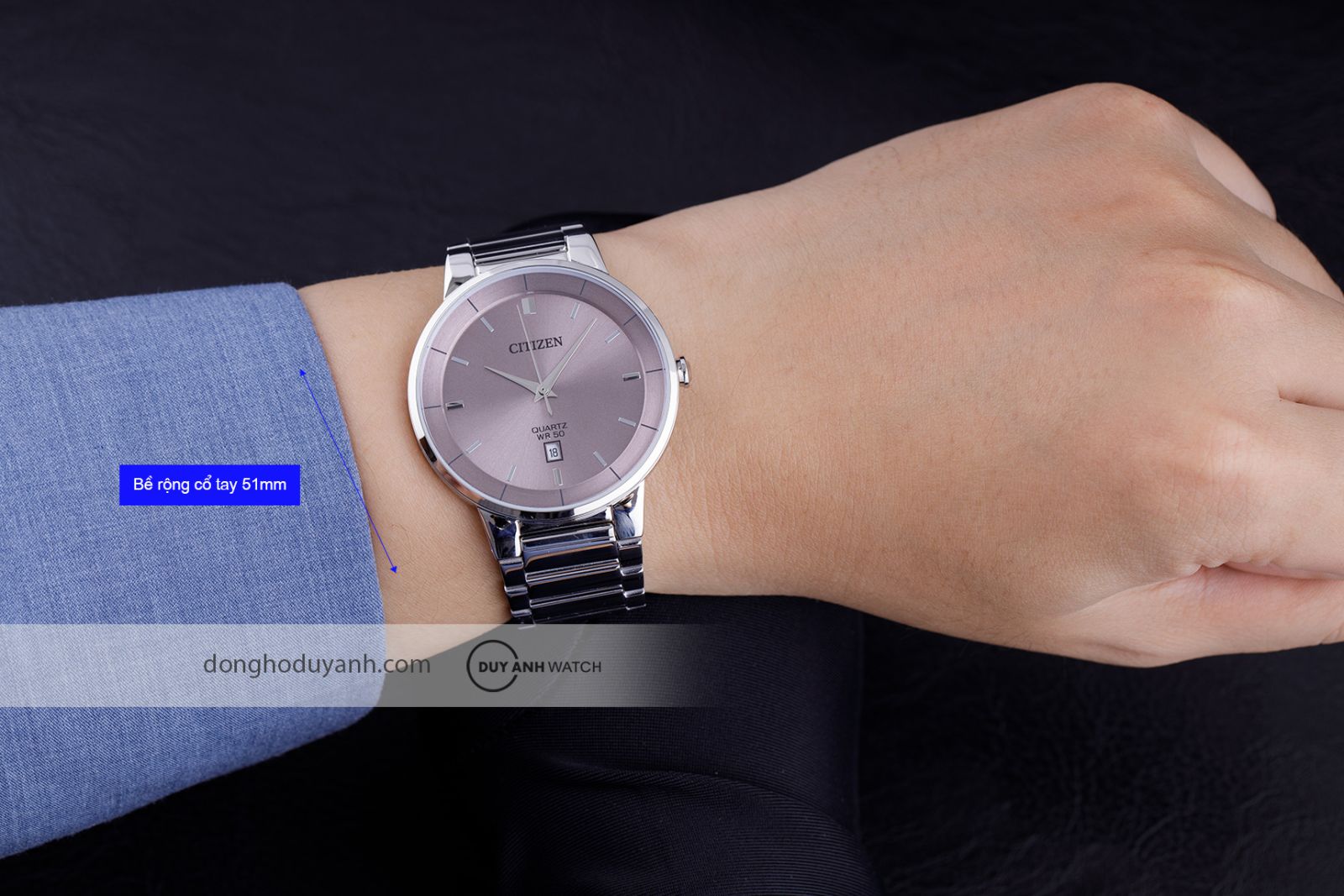 Đồng hồ nam Citizen BI5120-51Z trên tay