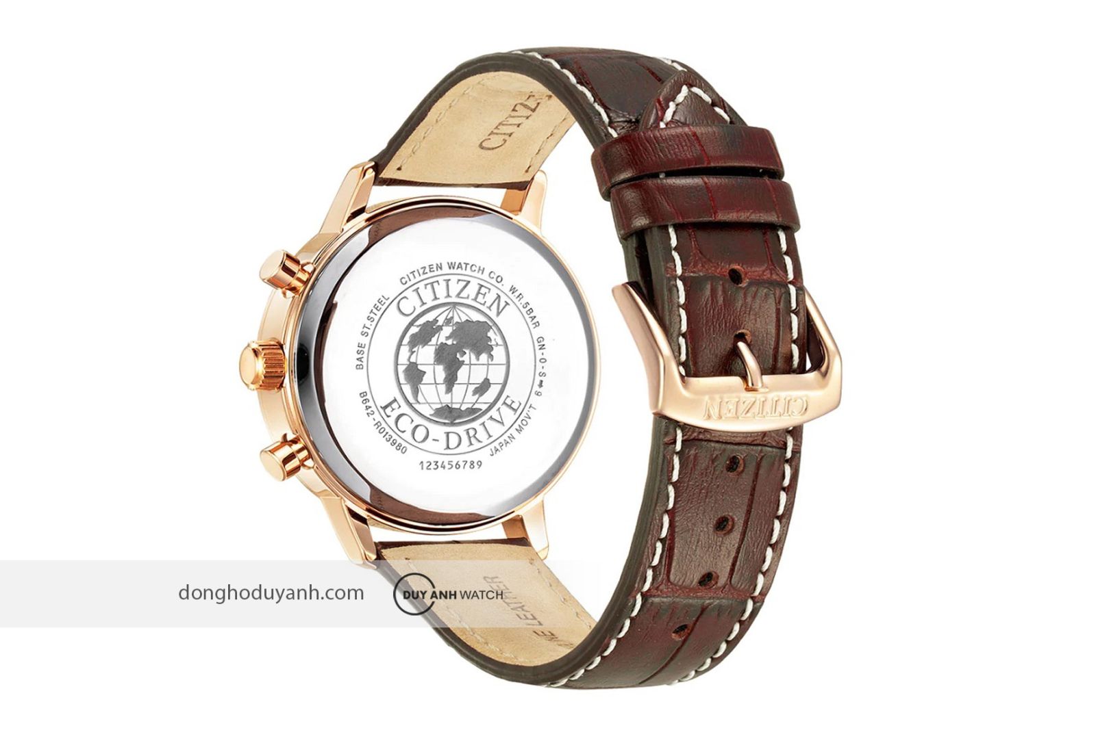 Mặt sau Citizen Eco-Drive Chronograph CA7063-12A