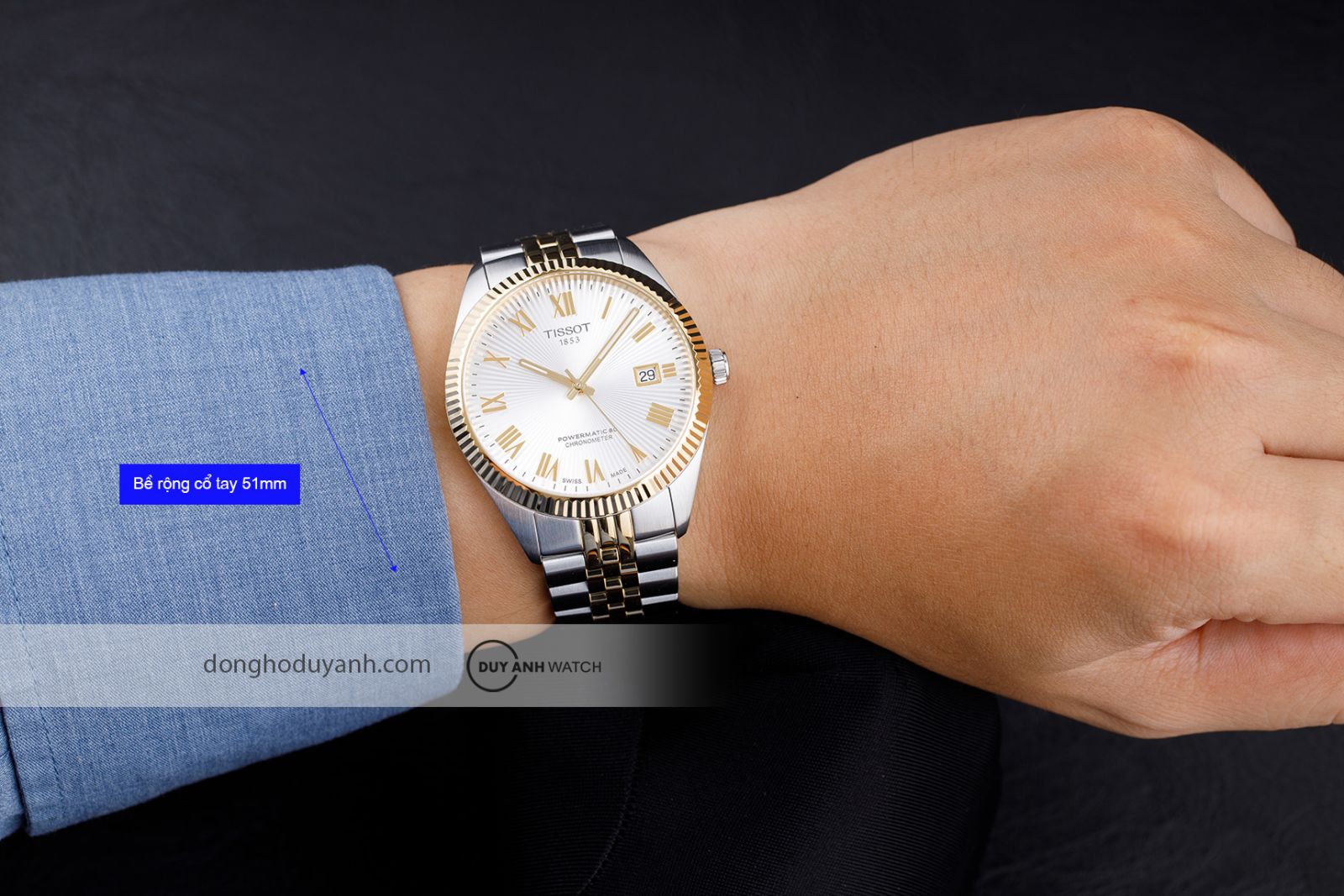 Đồng hồ Tissot Ballade Powermatic 80 COSC T156.408.22.033.00 trên tay