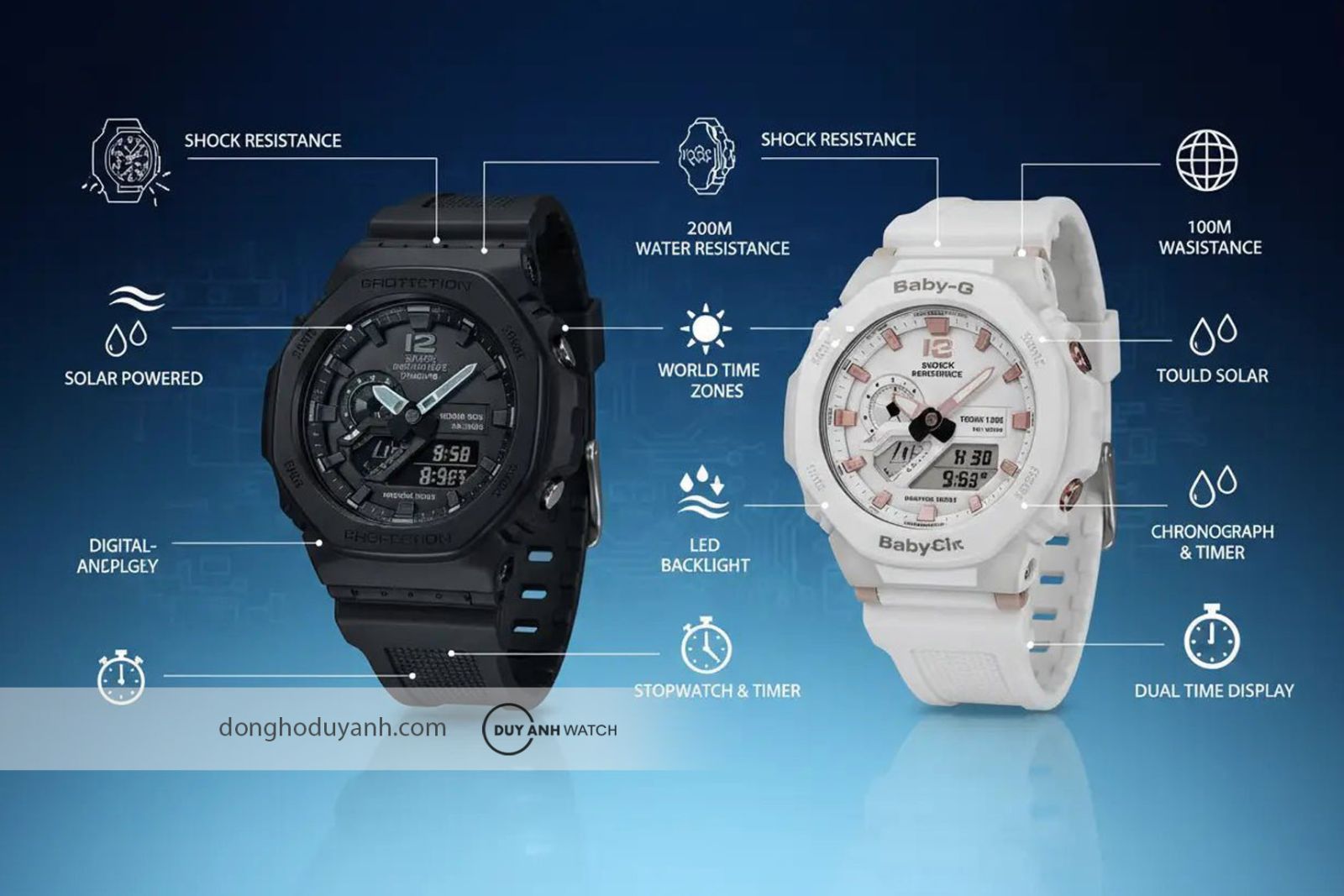 So sánh Casio G-Shock và Baby-G